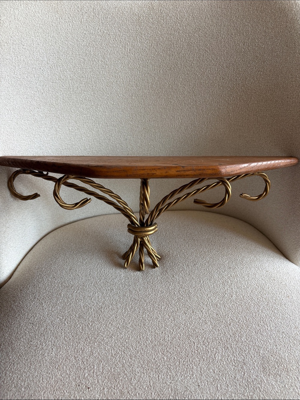Vintage Homco Chateau Gold Twisted Rope Wall Shelf - Hollywood Regency Brass